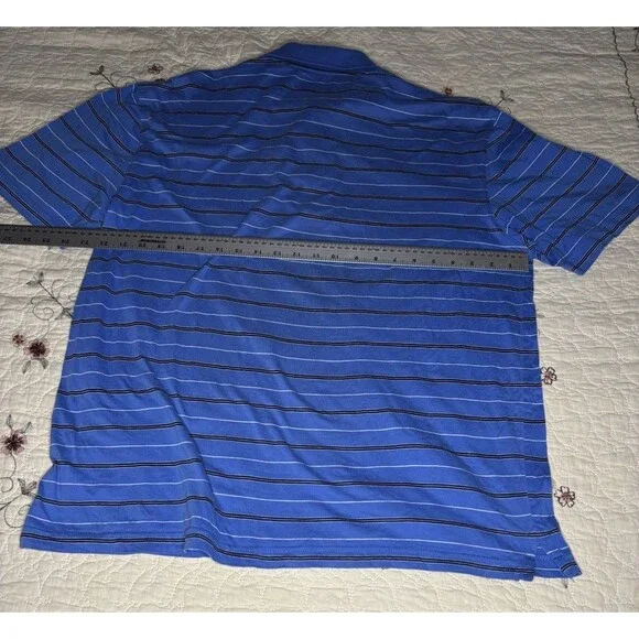 Greg Norman Collection Men’s Large Blue Striped Cotton Golf Polo Shirt - Picture 5 of 6
